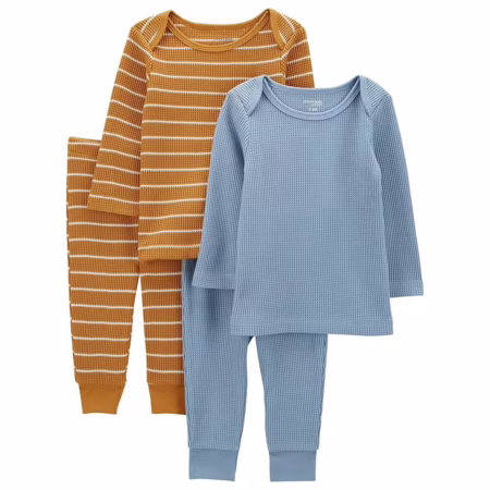Simple Joys by Carter's Conjunto texturizado unissex para bebês com 4 peças, Dourado/azul, 0-3 Meses