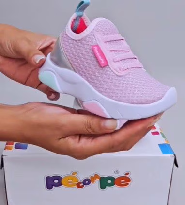 Tenis Infantil Pé Com Pé Menina Rosa Casual Calce Fácil