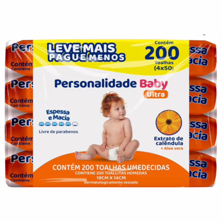 Toalha Umedecida Personalidade Baby Ultra 200 unidades