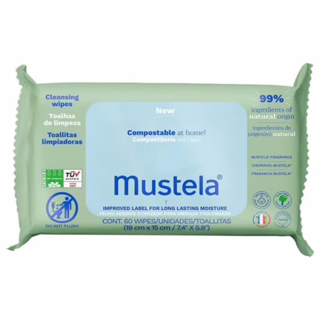 Toalhas Umedecidas à Base de Plantas Mustela 60 unidades