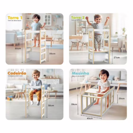 Torre de Aprendizagem Montessoriana 4 em 1