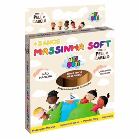 UTIGUTI Massinha de Modelar Soft Tons de Pele e Cabelo, 6 Cores, 90g