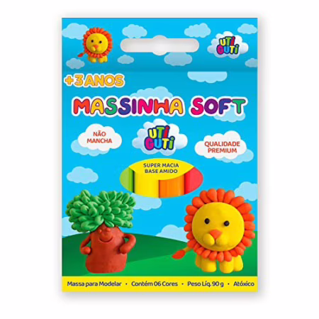 UTIGUTI Massinha Soft, Massa para Modelar Colorida em Estojo, Tradicional, 6 Cores
