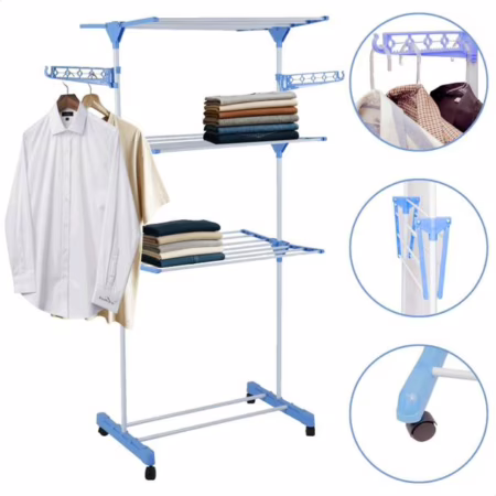 💎 Varal De Chão Vertical Para Roupas 3 Andares Dobrável Portátil Grande