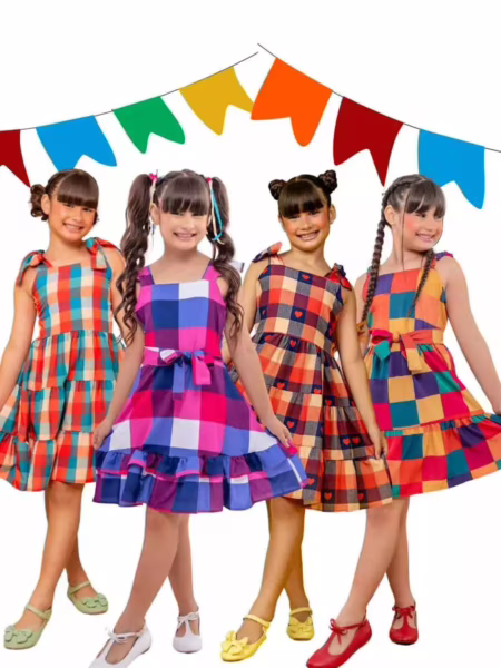 VESTIDO LUXO xadrez para a Festa Junina! 🌽🎉👧👦