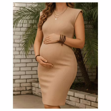Vestido Midi Gestante Muscle Tee Canelado Gravidez Confortavel Elegante Casual M Ao GG