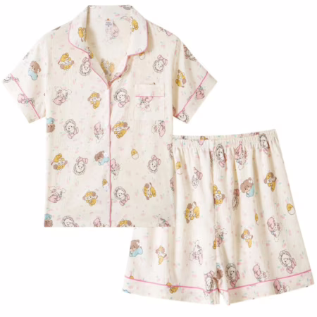 💎 Z&D Lingerie Conjunto Pijama Feminino Americano Estampa Baby Ursinhos  Conjunto Algodão Manga Curto SY55