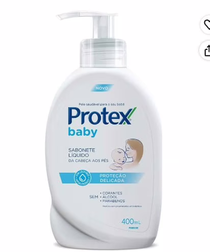 2 UNIDADES: Sabonete Líquido Bebê Protex Baby Delicate Care 400ml