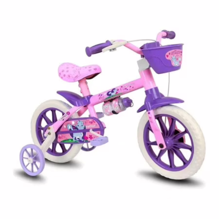 Bicicleta Infantil Aro 12 Nathor Menina Criança Selim Macio Cor Rosa/violeta