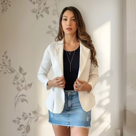 Blazer Casaquinho Alfaiataria Social Feminino Acinturado