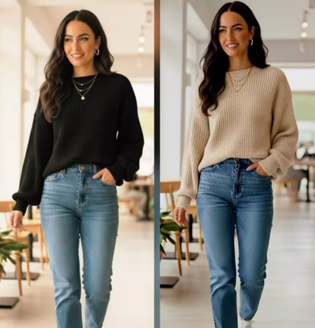 💎 Blusa Feminina Inverno Tricô Manga Longa Balão Moderna