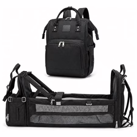 Bolsa Maternidade Multifuncional com Berco Portatil Mochila Resistente para Mamae e Bebe