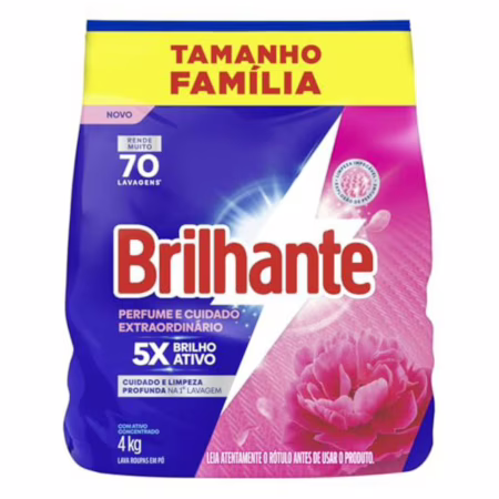 Brilhante Lava-Roupas em Pó Perfume e Cuidado Extraordinário Pacote 4kg