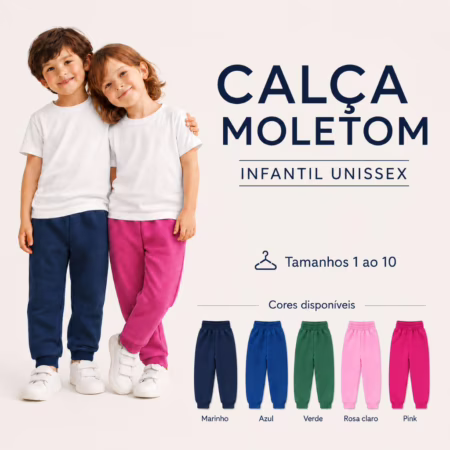 Calças de Moletom Peluciado Infantil  Tamanhos 1 ao 10