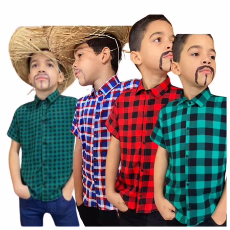 Camisa Infantil  Xadrez Viscolino caipira diversas cores