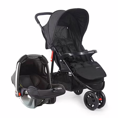 Carrinho + Bebê conforto - Cosco Kids, Travel System Toffy, Preto Absoluto