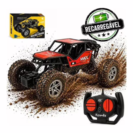 Carrinho Controle Remoto Rally Jipe Max Carro Grande Bateria Recarregavel Off Road Com Amortecedores 4x4 Brinquedo Kizumba Sortido