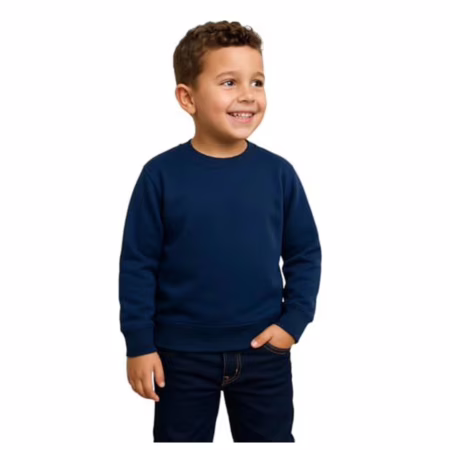 Casaco Blusa de Frio Infantil Unissex de Moletom com Gola Redonda Confortável (BR, Idade, 12 Anos, Regular, Marinho)