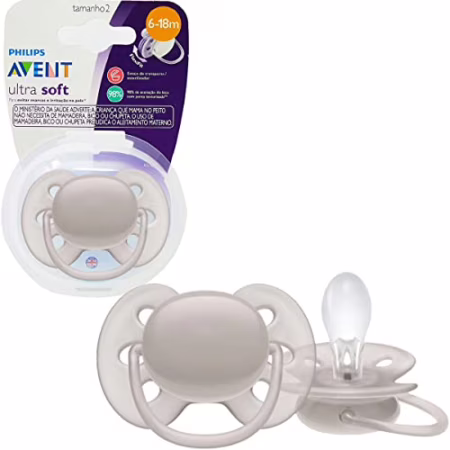 😍 Chupeta Ultra Soft Uniatária Seda Bege 618M Philips Avent