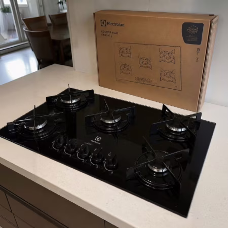 Cooktop 5 Bocas a Gás Electrolux Mesa de Vidro Efficient Grade de Aço Fosco (KE5GR)
