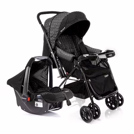 🛍️Cosco Kids, Travel System Reverse, Preto Rajado