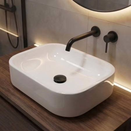Cuba Pia De Apoio Sobrepor 37x27cm Branca Para Banheiro Lavabo Armário Gabinete Suspenso Luce - Sos Acabamentos By Orcia Branco Brilhante