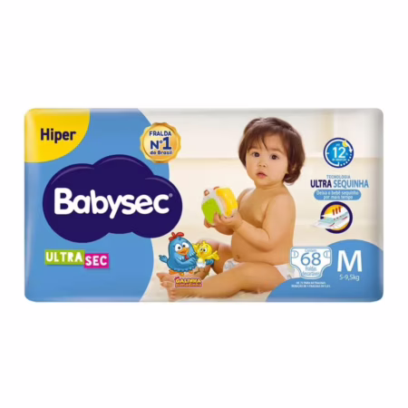 Fralda Babysec Ultrasec Galinha Pintadinha M com 68 unidades