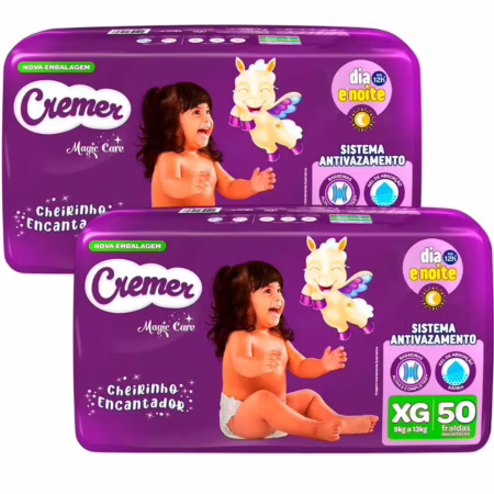 Fralda Cremer Magic Care XG com 104 Unidades 2 pacotes com 52 Unidades