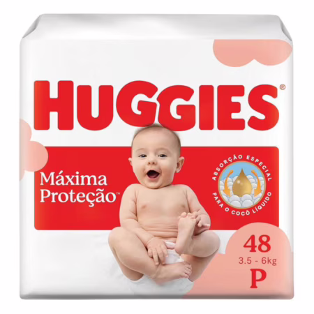 Fralda Descartável Huggies Máxima Proteção Tamanho P 48 unidades