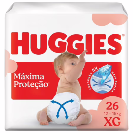 Fralda Descartável Huggies Máxima Proteção Tamanho XG 26 unidades