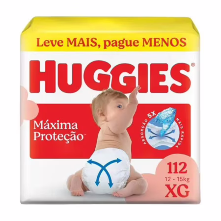 Fralda Descartável Huggies Máxima Proteção XG 12 a 15kg 112 Unidades