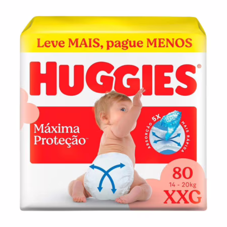 Fralda Huggies Máxima Proteção Tamanho XXG 80 Unidades Descartáveis