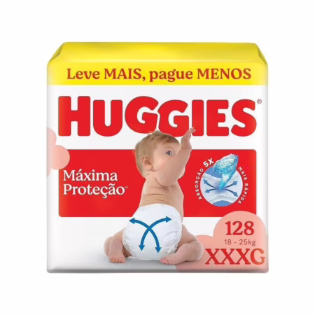 Fralda Huggies Máxima Proteção XXXL com 128 tiras