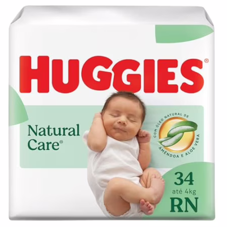 Fralda Huggies Natural Care RN com 34 tiras