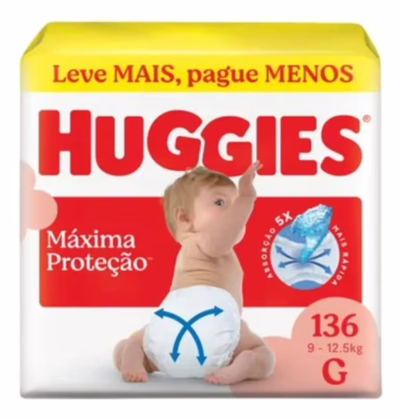 Fralda Huggies Supreme Care G 136 unidades
