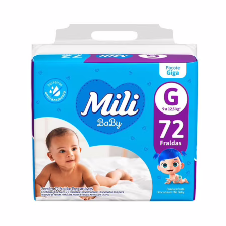 Fralda Mili Baby Tamanho G com 72