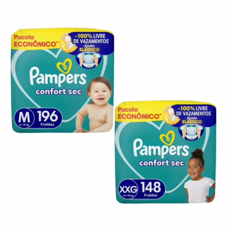 Fralda Pampers Confort Sec M 196 Unidades • A
