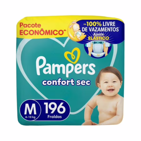 Fralda Pampers Confort Sec M 196 Unidades • B