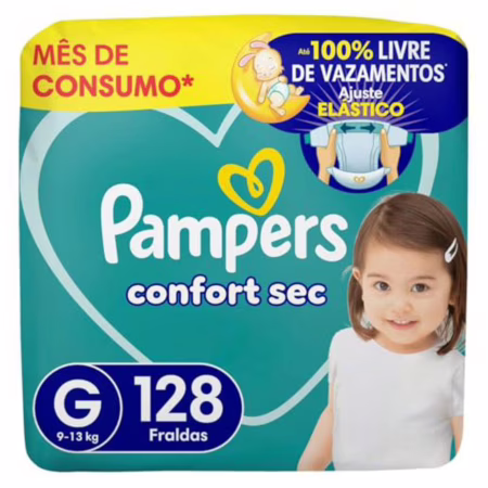 Fralda Pampers Confort Sec Tamanho G 128 Unidades