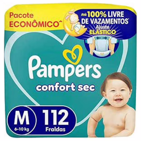 Fralda Pampers Confort Sec Tamanho M 112 Fraldas Descartáveis