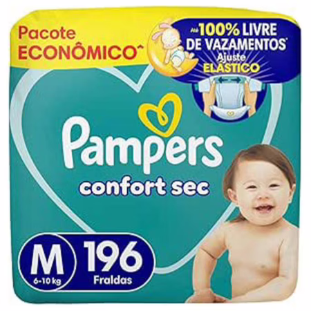 Fralda Pampers Confort Sec Tamanho M 196 Unidades