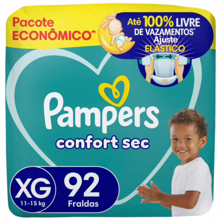 Fralda Pampers Confort Sec XG 92 Unidades • A