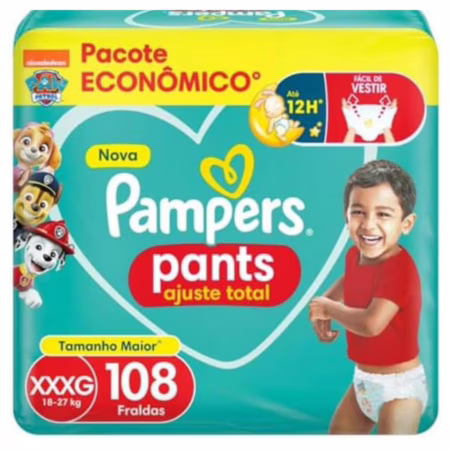 Fralda Pampers Pants Ajuste Total XXXG com 108 Unidades • A