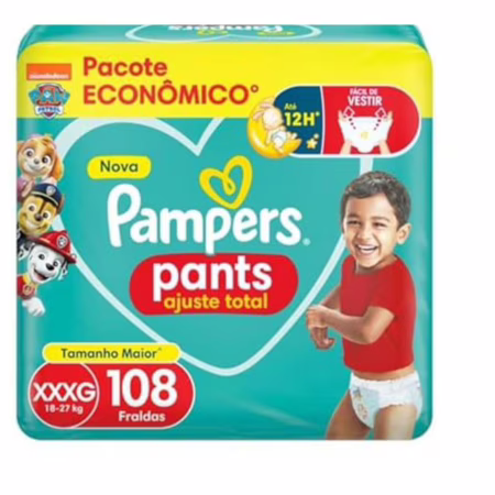 Fralda Pampers Pants Ajuste Total XXXG com 108 Unidades