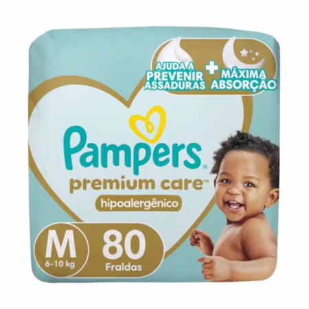 Fralda Pampers Premium Care Tamanho M 80 Unidades