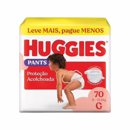 Fralda Pants Huggies Proteção Acolchoada G com 70 tiras • A
