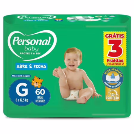 Fralda Personal Baby Protect&Sec, G | Leve 60 Pague 57 Unidades
