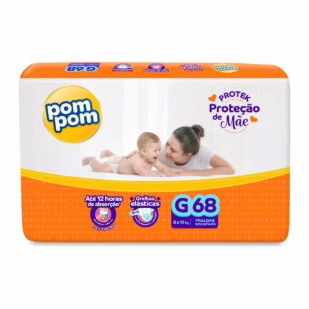 Fralda Pom Pom Protek Proteção de Mãe G 68 Unidades
