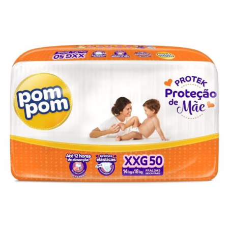 Fralda Pom Pom Protek Proteção de Mãe Hiper XXG 50 Unidades • A