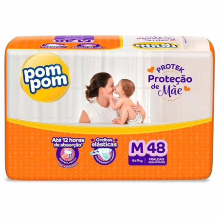 Fralda Pom Pom Protek Proteção de Mãe M 48 Tiras